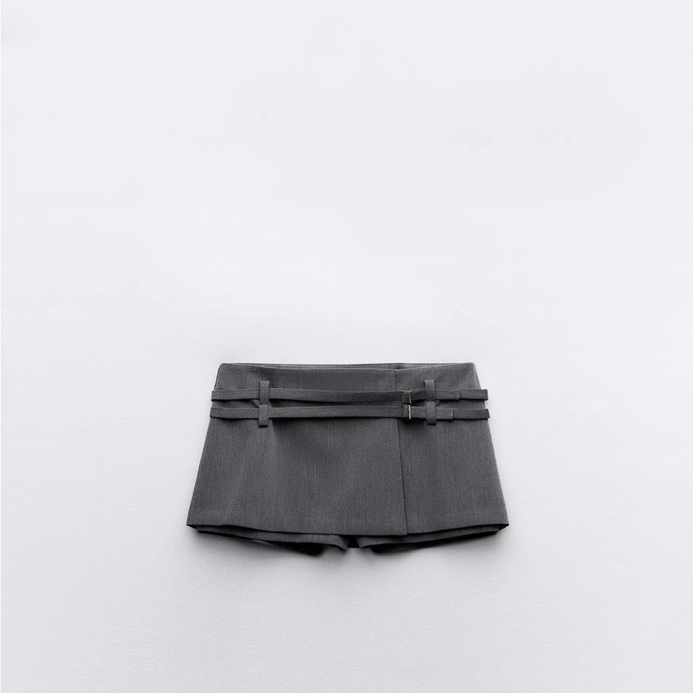 Zara Charcoal Belted Mini Skirt